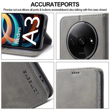 LC.IMEEKE For Xiaomi Redmi A3 / Poco C61 4G Case Calf Texture Flip Stand Shockproof Phone Cover