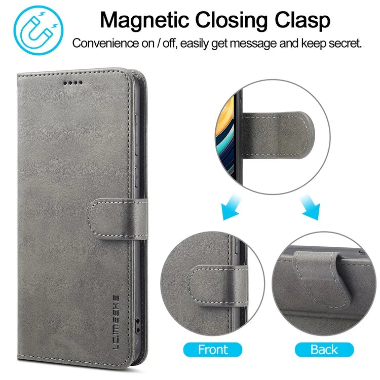 LC.IMEEKE For Xiaomi Redmi A3 / Poco C61 4G Case Calf Texture Flip Stand Shockproof Phone Cover