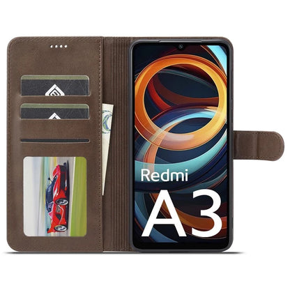 LC.IMEEKE For Xiaomi Redmi A3 / Poco C61 4G Case Calf Texture Flip Stand Shockproof Phone Cover