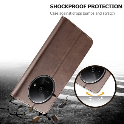 LC.IMEEKE For Xiaomi Redmi A3 / Poco C61 4G Case Calf Texture Flip Stand Shockproof Phone Cover