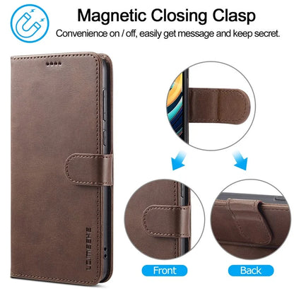 LC.IMEEKE For Xiaomi Redmi A3 / Poco C61 4G Case Calf Texture Flip Stand Shockproof Phone Cover