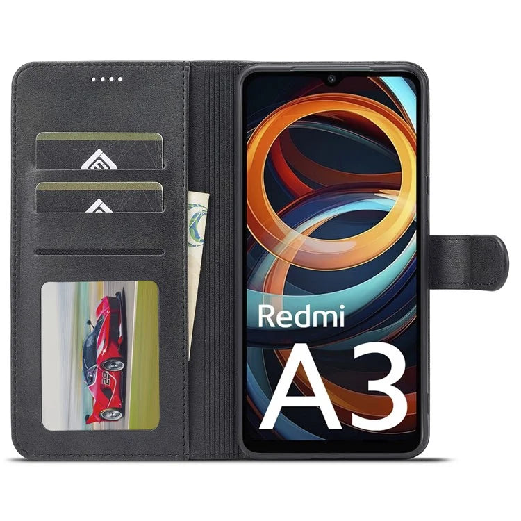 LC.IMEEKE For Xiaomi Redmi A3 / Poco C61 4G Case Calf Texture Flip Stand Shockproof Phone Cover