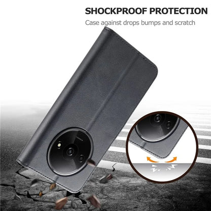 LC.IMEEKE For Xiaomi Redmi A3 / Poco C61 4G Case Calf Texture Flip Stand Shockproof Phone Cover