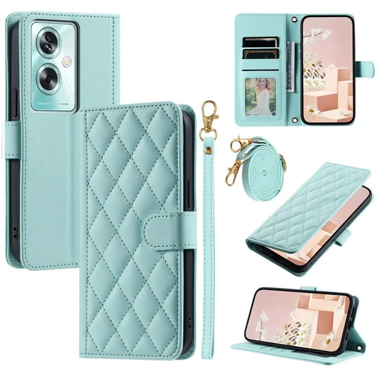 For Oppo A79 5G / A2 5G / OnePlus Nord N30 SE 5G Case Rhombus Grid Leather Crossbody Phone Cover