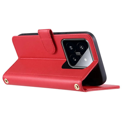 For Xiaomi 14 Case Stand View PU Leather Flip Phone Cover with Strap