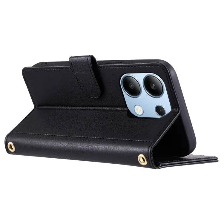 For Xiaomi Redmi Note 13 4G Case Rhombus Grid Leather Phone Cover with Shoulder Strap