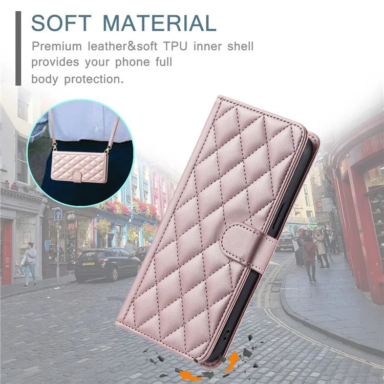 For Xiaomi Redmi Note 13 Pro 4G / Poco M6 Pro 4G Magnetic Phone Case Leather Rhombus Grid Stand Cover