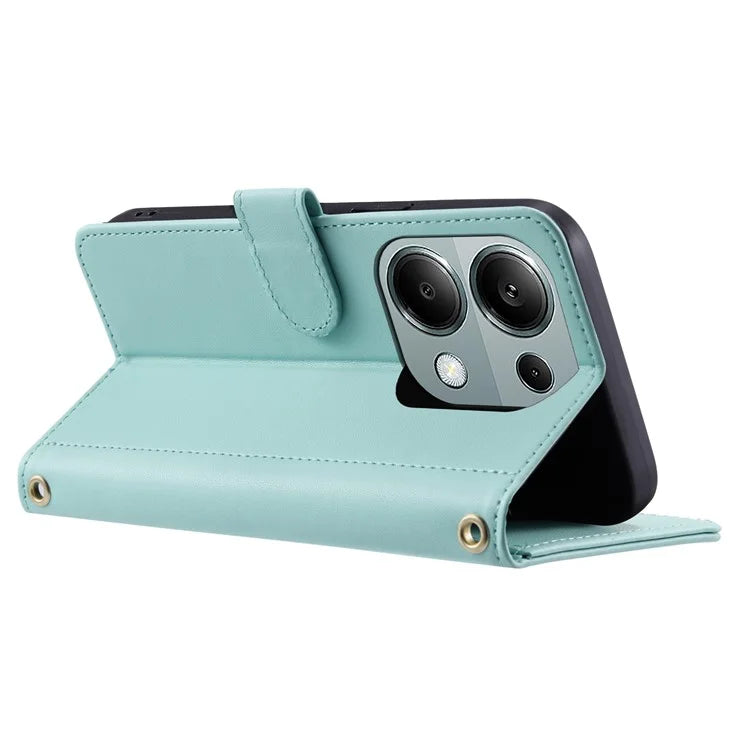 For Xiaomi Redmi Note 13 Pro 4G / Poco M6 Pro 4G Magnetic Phone Case Leather Rhombus Grid Stand Cover