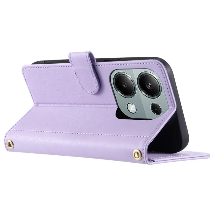 For Xiaomi Redmi Note 13 Pro 4G / Poco M6 Pro 4G Magnetic Phone Case Leather Rhombus Grid Stand Cover