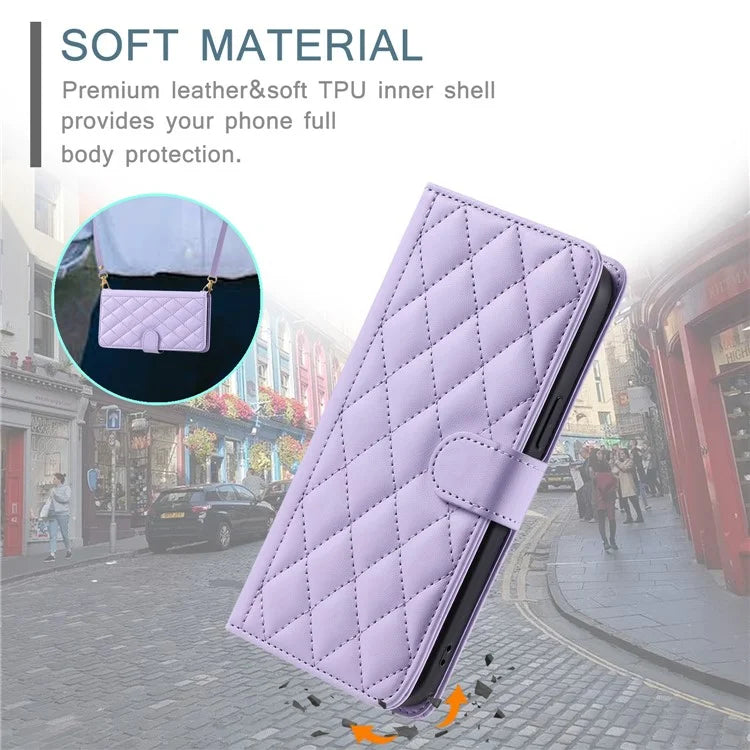For Xiaomi Redmi Note 13 Pro 4G / Poco M6 Pro 4G Magnetic Phone Case Leather Rhombus Grid Stand Cover