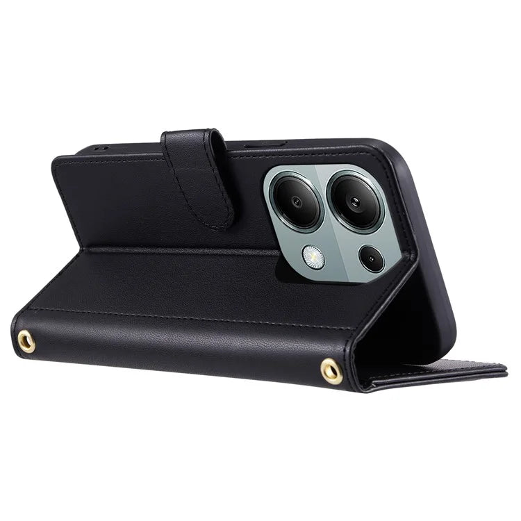 For Xiaomi Redmi Note 13 Pro 4G / Poco M6 Pro 4G Magnetic Phone Case Leather Rhombus Grid Stand Cover