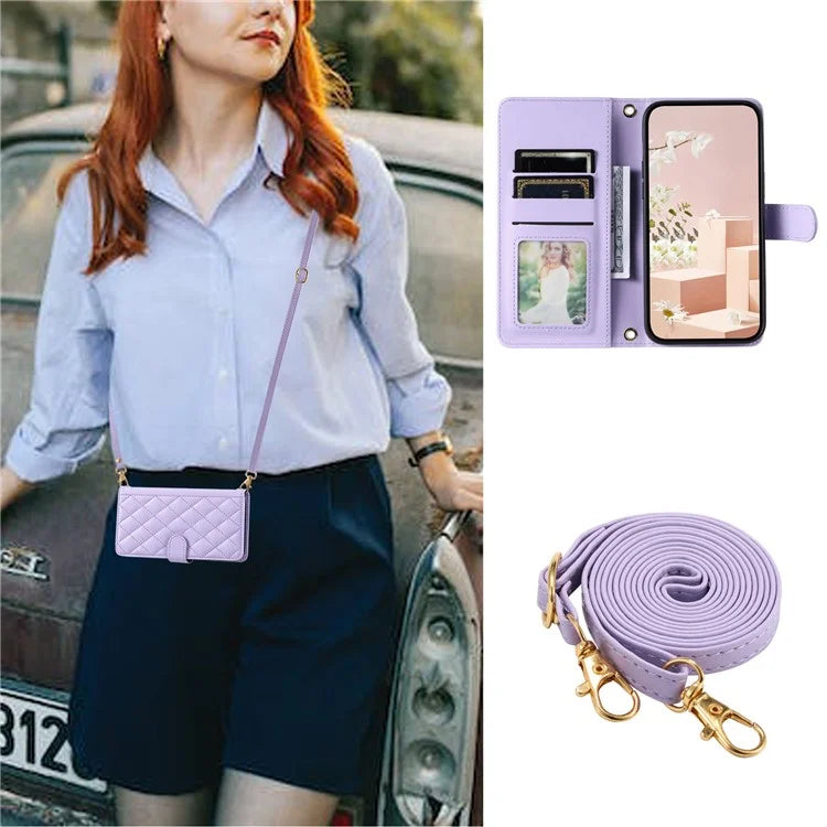 For Xiaomi Redmi Note 13 Pro 5G / Poco X6 5G Leather Case Rhombus Grid Card Holder Phone Cover