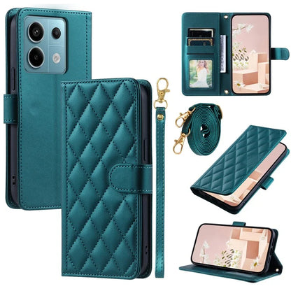 For Xiaomi Redmi Note 13 Pro 5G / Poco X6 5G Leather Case Rhombus Grid Card Holder Phone Cover