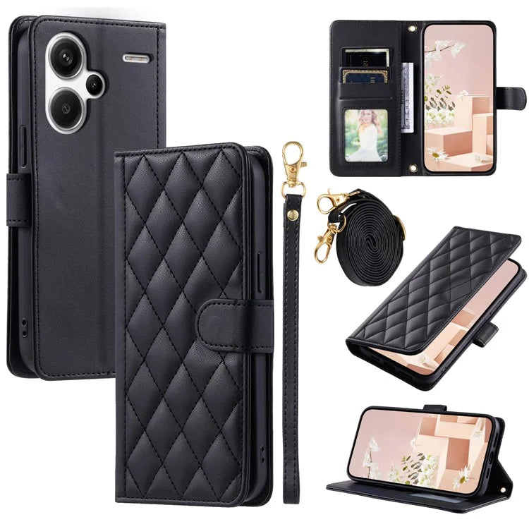 For Xiaomi Redmi Note 13 Pro+ 5G Case PU Leather Flip Stand View Crossbody Phone Cover