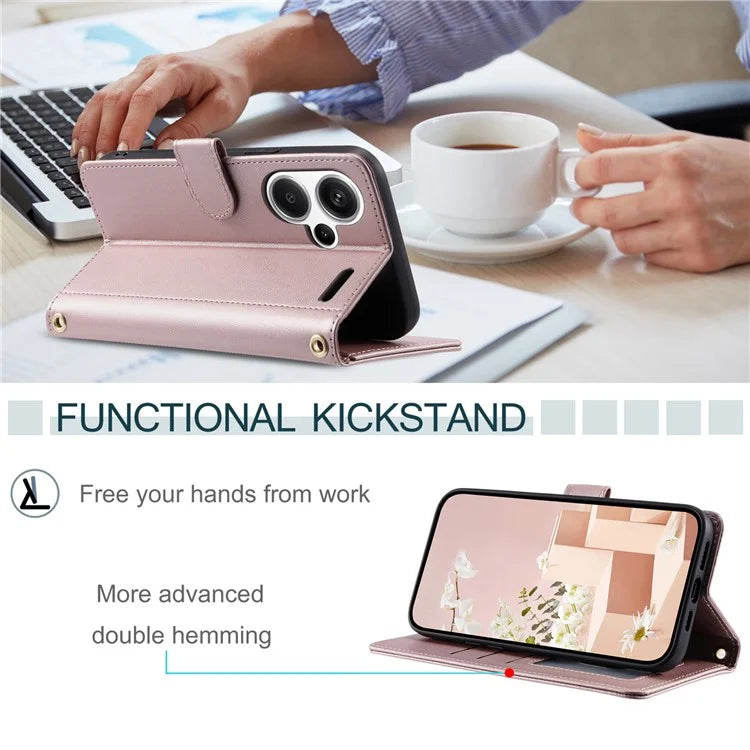 For Xiaomi Redmi Note 13 Pro+ 5G Case PU Leather Flip Stand View Crossbody Phone Cover