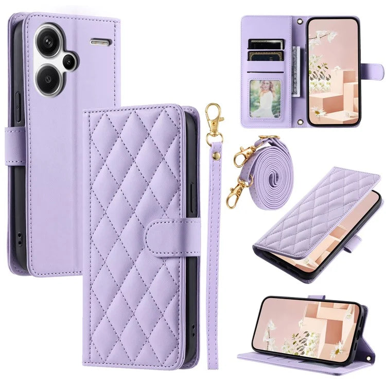 For Xiaomi Redmi Note 13 Pro+ 5G Case PU Leather Flip Stand View Crossbody Phone Cover