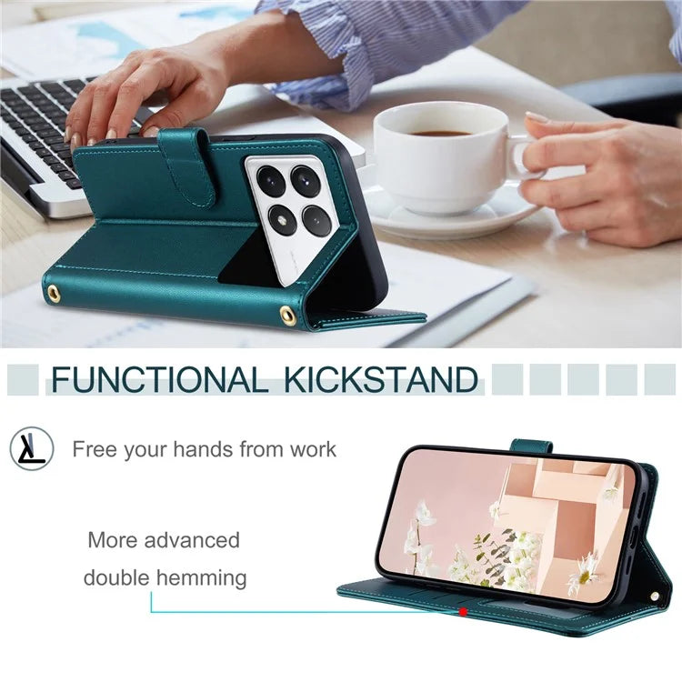 For Xiaomi Redmi K70E 5G / Poco X6 Pro 5G Leather Case Rhombus Grid Wallet Crossbody Phone Cover