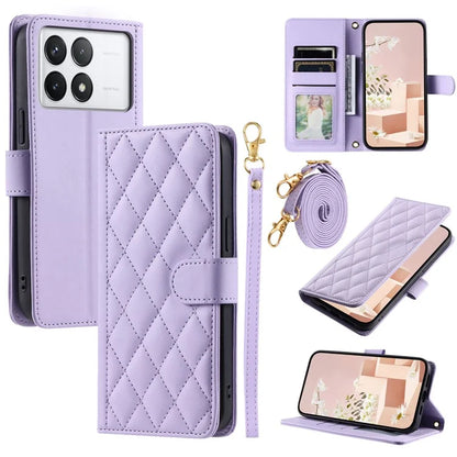 For Xiaomi Redmi K70E 5G / Poco X6 Pro 5G Leather Case Rhombus Grid Wallet Crossbody Phone Cover