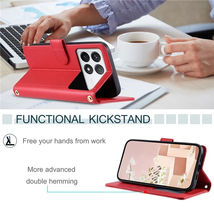 For Xiaomi Redmi K70E 5G / Poco X6 Pro 5G Leather Case Rhombus Grid Wallet Crossbody Phone Cover