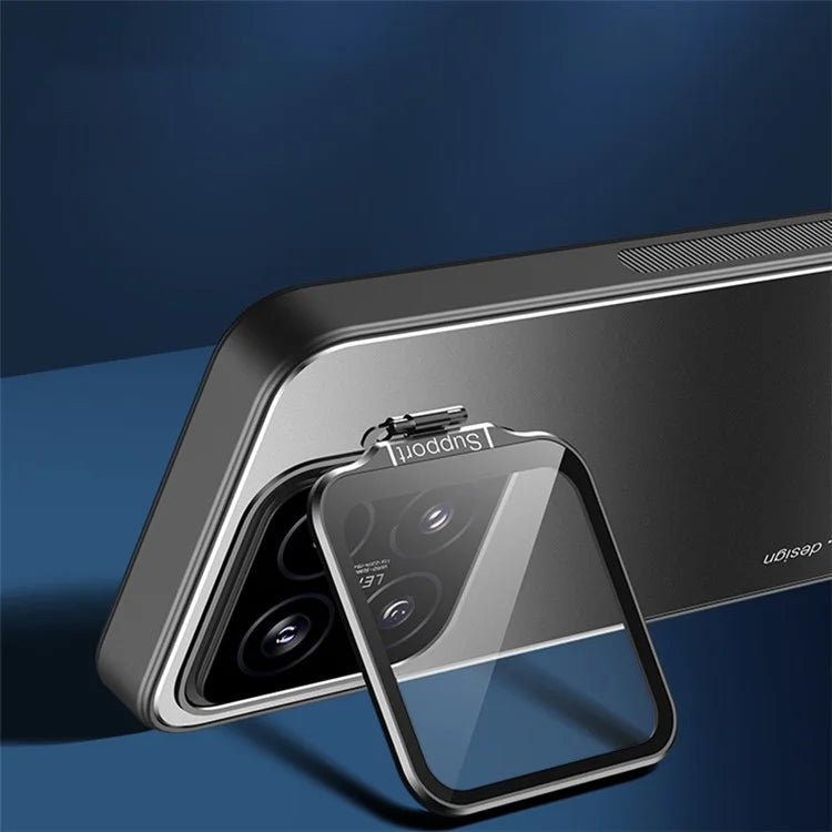 For Xiaomi 14 Case Lens Guard Kickstand PC+TPU Phone Cover Support Magnetic Car Mount