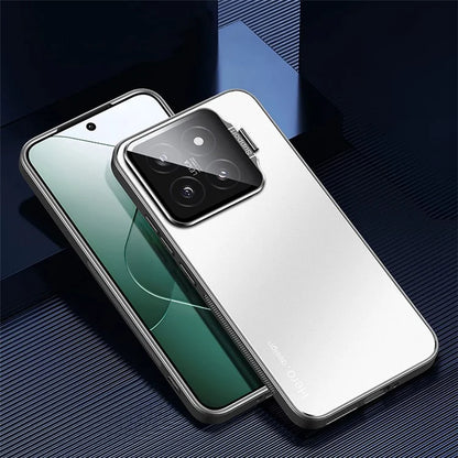 For Xiaomi 14 Case Lens Guard Kickstand PC+TPU Phone Cover Support Magnetic Car Mount