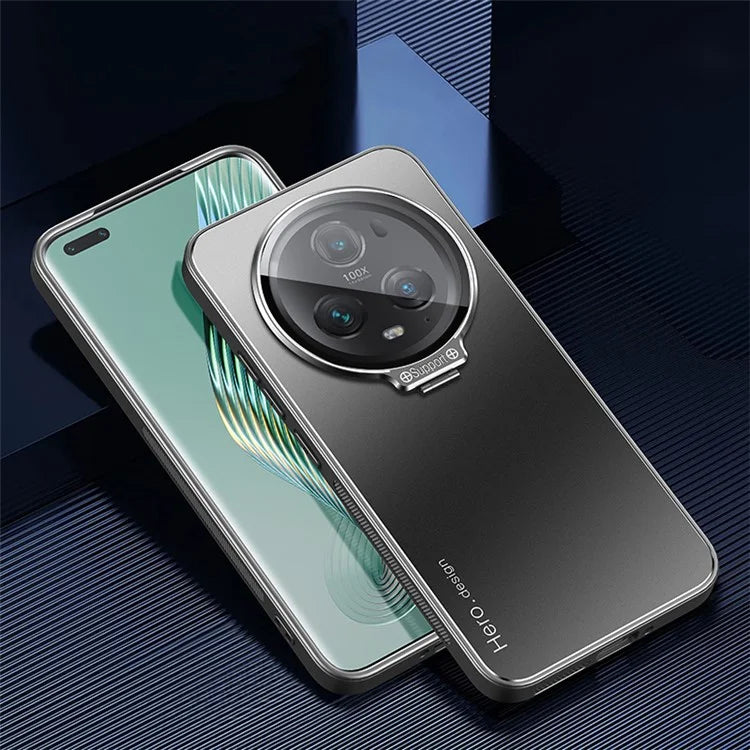 For Honor Magic5 Pro Cell Phone Case Works with Magnetic Car Mount Hidden Kickstand Back Cover