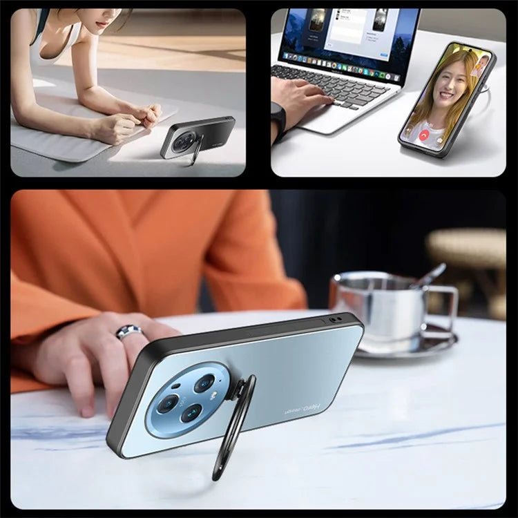 For Honor Magic5 Pro Cell Phone Case Works with Magnetic Car Mount Hidden Kickstand Back Cover