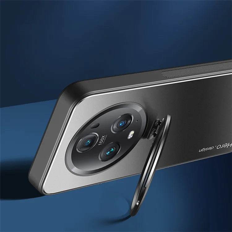 For Honor Magic5 Pro Cell Phone Case Works with Magnetic Car Mount Hidden Kickstand Back Cover