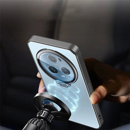 For Honor Magic5 Pro Cell Phone Case Works with Magnetic Car Mount Hidden Kickstand Back Cover