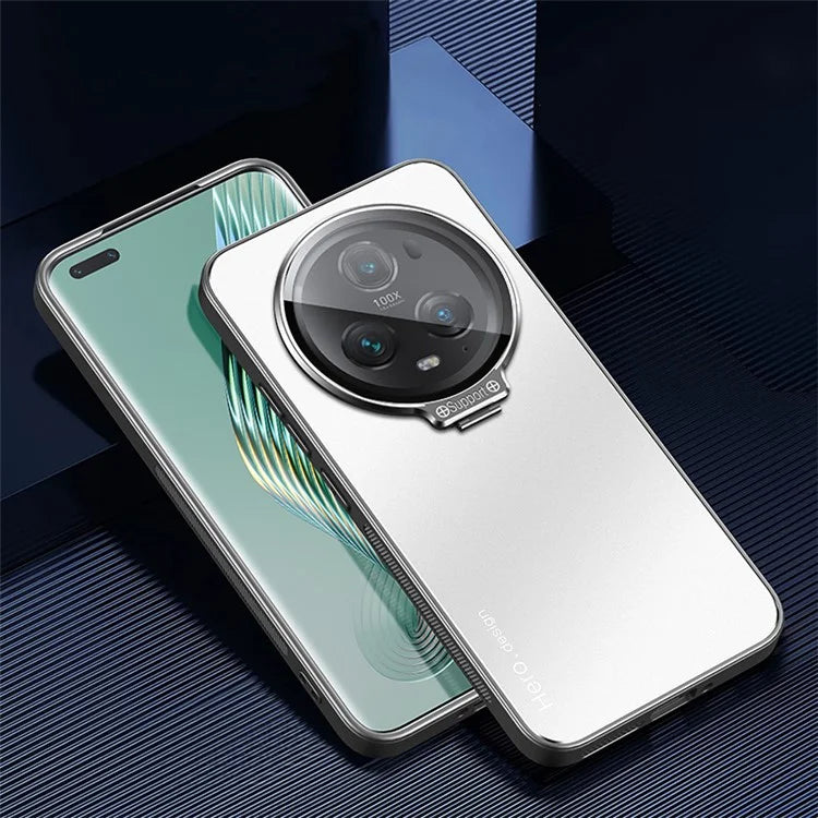 For Honor Magic5 Pro Cell Phone Case Works with Magnetic Car Mount Hidden Kickstand Back Cover