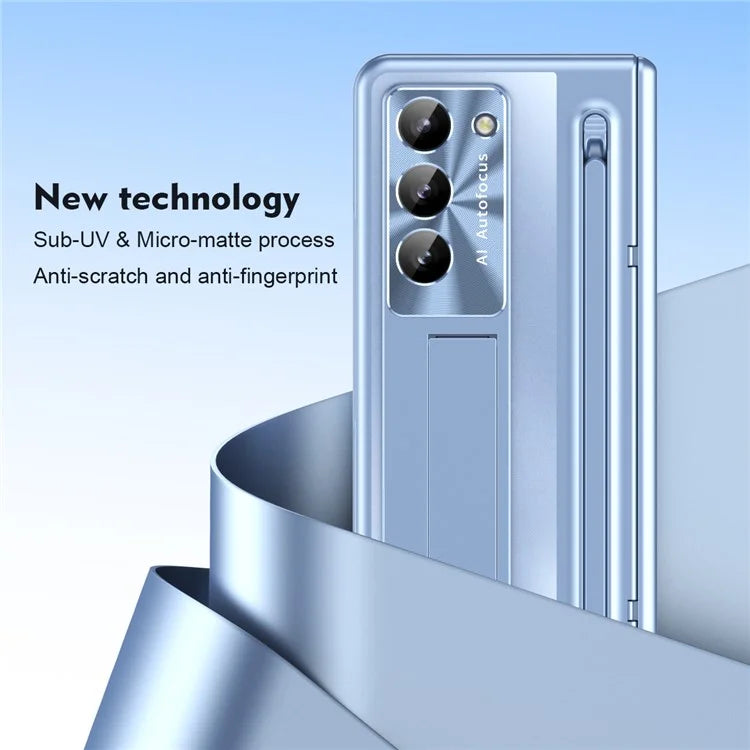 For Samsung Galaxy Z Fold6 5G Kickstand Case Hinge PC Phone Cover with Tempered Glass Film / Stylus