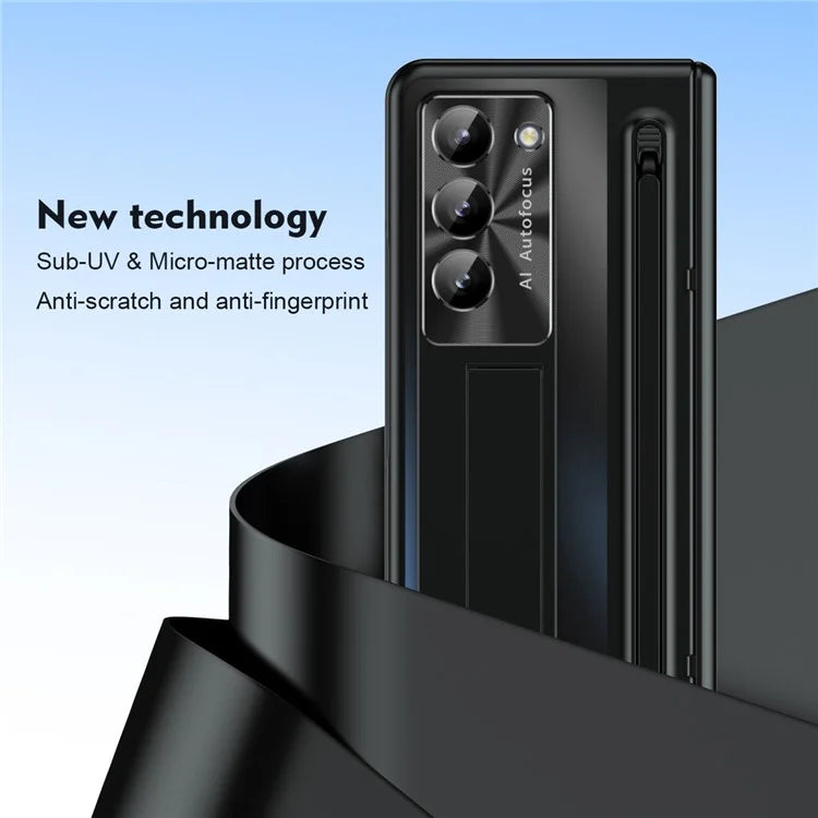 For Samsung Galaxy Z Fold6 5G Kickstand Case Hinge PC Phone Cover with Tempered Glass Film / Stylus