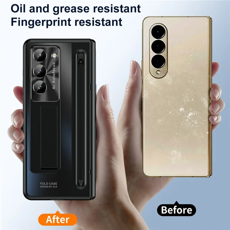 For Samsung Galaxy Z Fold6 5G Kickstand Case Hinge PC Phone Cover with Tempered Glass Film / Stylus