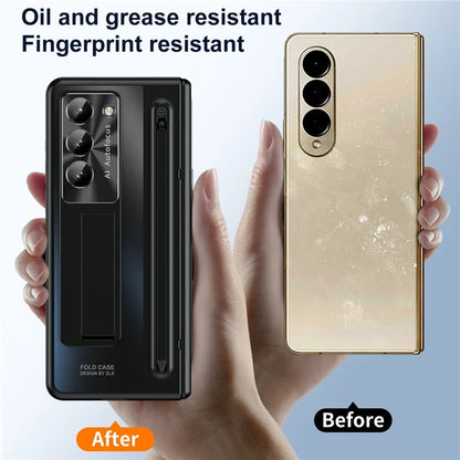 For Samsung Galaxy Z Fold6 5G Kickstand Case Hinge PC Phone Cover with Tempered Glass Film / Stylus