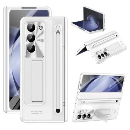 For Samsung Galaxy Z Fold6 5G Kickstand Case Hinge PC Phone Cover with Tempered Glass Film / Stylus