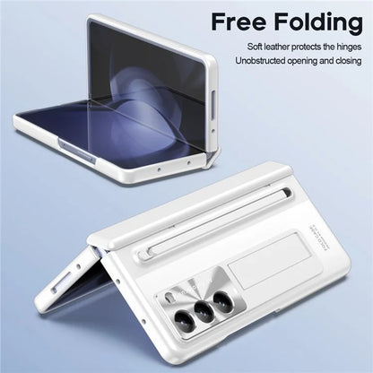 For Samsung Galaxy Z Fold6 5G Kickstand Case Hinge PC Phone Cover with Tempered Glass Film / Stylus