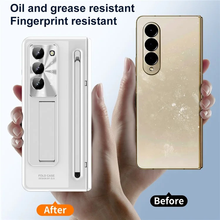 For Samsung Galaxy Z Fold6 5G Kickstand Case Hinge PC Phone Cover with Tempered Glass Film / Stylus