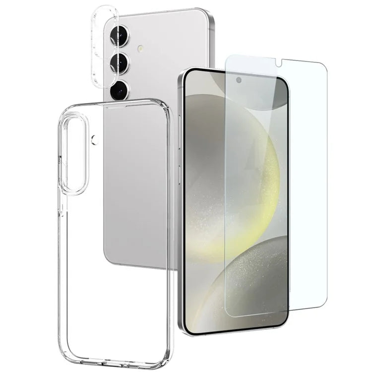NORTHJO For Samsung Galaxy S24+ TPU Phone Case+Tempered Glass Film+Camera Lens Protector (Support Fingerprint Unlock)