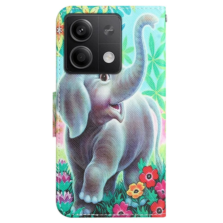 For Xiaomi Redmi Note 13 5G Case PU Leather Magnetic Clasp Pattern Printing Phone Cover
