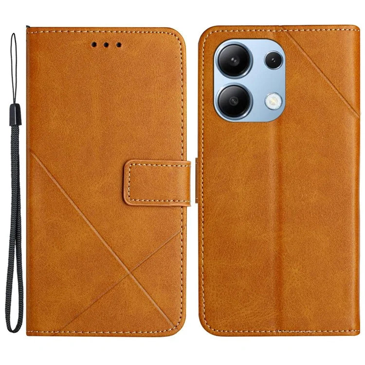 For Xiaomi Redmi Note 13 4G Case Leather Wallet Line Pattern Phone Cover