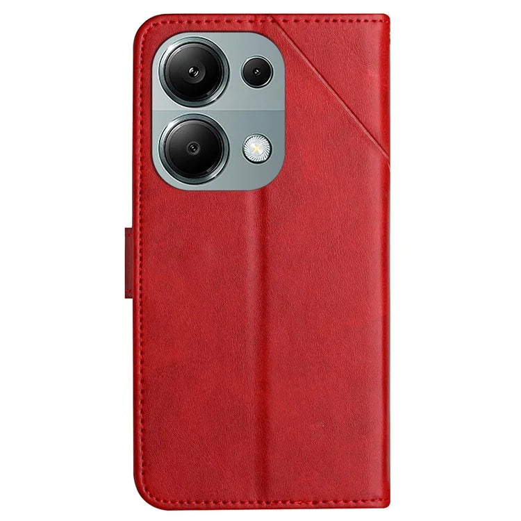 For Xiaomi Redmi Note 13 Pro 4G / Poco M6 Pro 4G Case Lines Imprinted PU Leather Wallet Stand Phone Cover