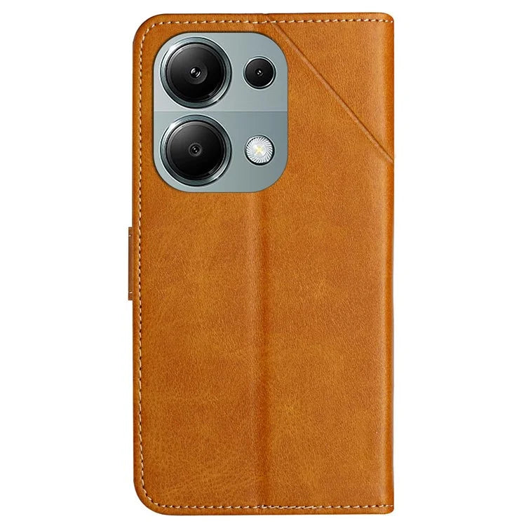 For Xiaomi Redmi Note 13 Pro 4G / Poco M6 Pro 4G Case Lines Imprinted PU Leather Wallet Stand Phone Cover