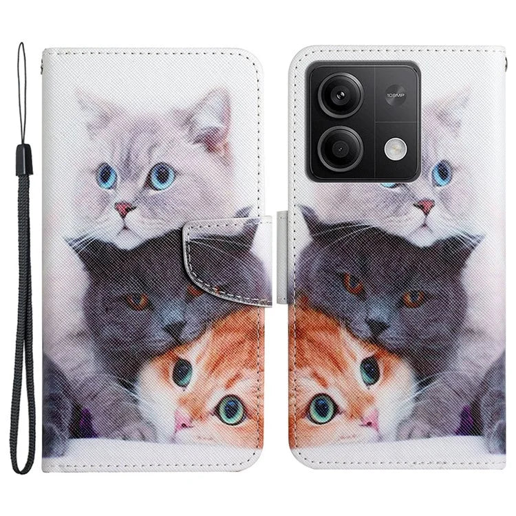 For Xiaomi Redmi Note 13 5G Case Pattern Printing Protective Leather Folio Phone Cover
