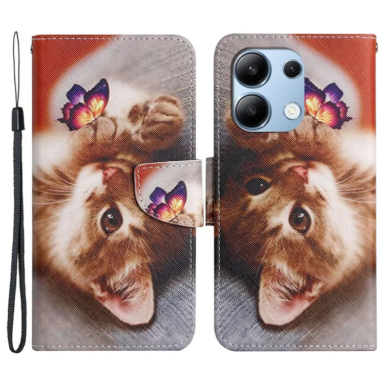 For Xiaomi Redmi Note 13 4G Case PU Leather Stand Wallet Phone Cover Pattern Printing