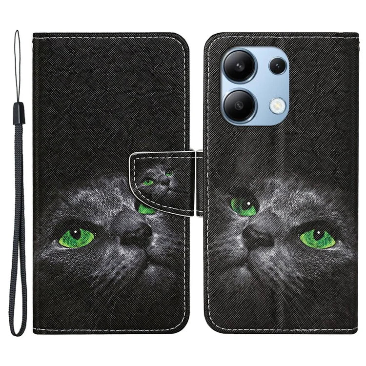 For Xiaomi Redmi Note 13 4G Case PU Leather Stand Wallet Phone Cover Pattern Printing