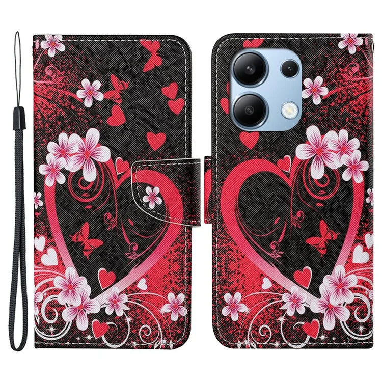 For Xiaomi Redmi Note 13 4G Case PU Leather Stand Wallet Phone Cover Pattern Printing