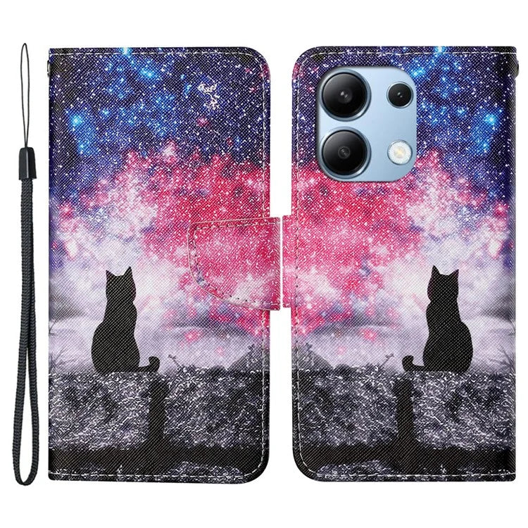 For Xiaomi Redmi Note 13 4G Case PU Leather Stand Wallet Phone Cover Pattern Printing