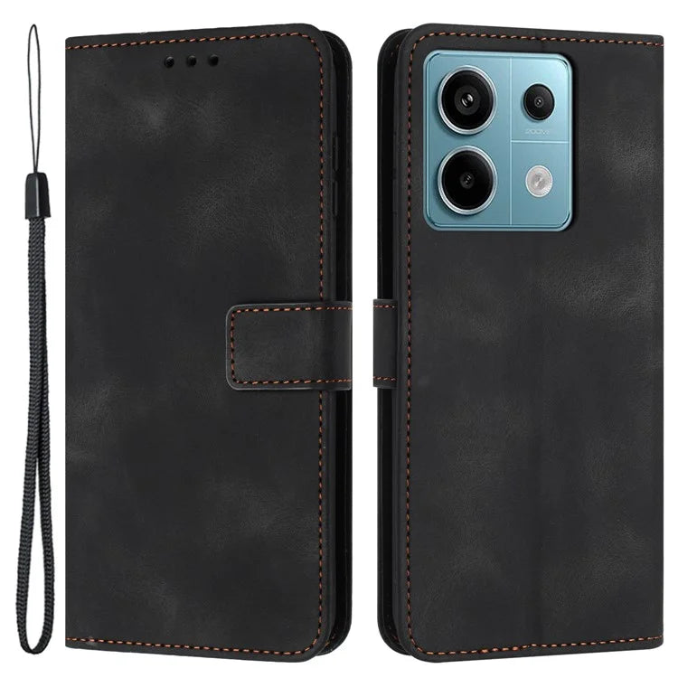For Xiaomi Redmi Note 13 5G Leather Case Solid Color Wallet Protective Phone Cover