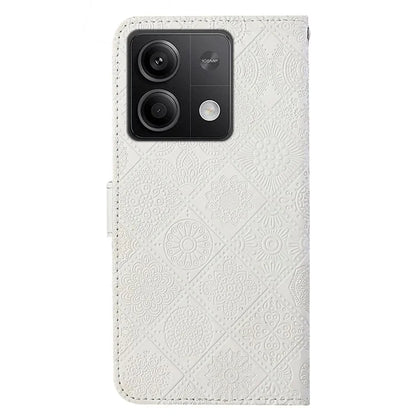 For Xiaomi Redmi Note 13 5G Phone Case Ethnic Style Imprinted Flower Pattern Leather Cover