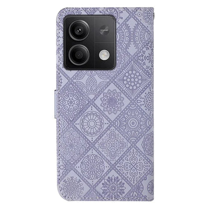 For Xiaomi Redmi Note 13 5G Phone Case Ethnic Style Imprinted Flower Pattern Leather Cover